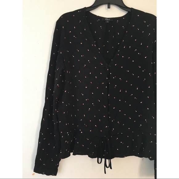 Rails Blouse Polka Dot Ruffle Black Extra Small - Picture 13 of 13